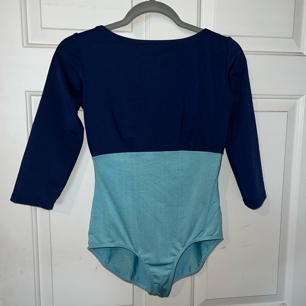 High neck blue leotard/bodysuit